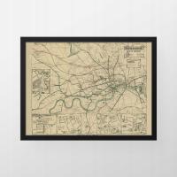 Stary plan mapa metro London Underground - 100x70 cm