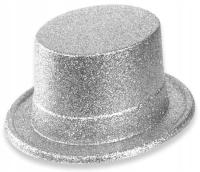 СЕРЕБРЯНАЯ ШЛЯПА БЛЕСК ЦИЛИНДР КАРНАВАЛ 12 СМ