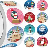 NAKLEJKI ŚWIĄTECZNE NA PREZENTY PACZKI OZDOBNE ŚWIĘTA OKRĄGŁE ROLKA 500szt