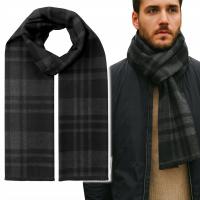 Ciepły SZALIK MĘSKI Z WEŁNĄ DWUSTRONNY szal zimowy KLASYCZNY MODNY PREMIUM