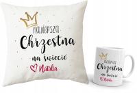 Poduszka + Kubek zestaw na prezent dla CHRZESTNEJ z IMIENIEM