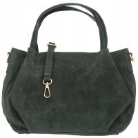 Torebka Damska Na Ramię Zamszowa Vera Pelle Bolsa Butelkowa