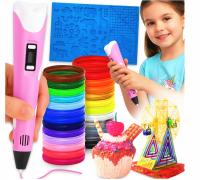 DŁUGOPIS 3D DLA DZIECI KREATYWNY 3D ZESTAW + WKŁADY 200 METRÓW + SZABLONY