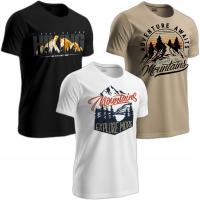 T-shirt męski zestaw 3 szt. wielokolorowy 100% bawełna mix wzorów