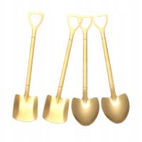 4 SZTUK Łyżka do kawy Zestaw sztućców Stal nierdzewna Retro Lód spiczasty płaski złoty