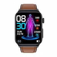 Smartwatch коричневый ремешок большой экран измерения здоровья глюкометр