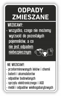 NAKLEJKA NA KOSZ kontener ZMIESZANE segregacja50cm