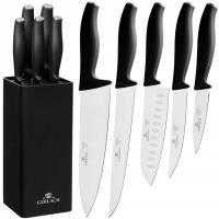 Zestaw 5 noży kuchennych w czarnym bloku stal NÓŻ SZEFA Gerlach Comfort