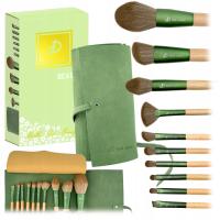 Zestaw Profesjonalnych Pędzli Do Makijażu Pędzelki W Etui Pędzle Zielone