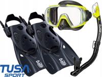 TUSA ZESTAW NURKOWY maska VISIO fajka SUCHY ZAWÓR płetwy UF0103 M 36-42 FY