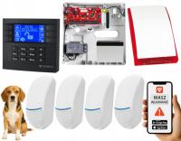 SYSTEM ALARMOWY Z GSM GENEVO PRiMA64Q PANEL LCD 4 STREFY 4 CZUJKI APLIKACJA