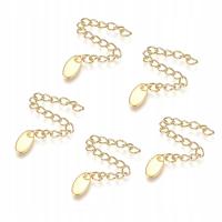 Łańcuszek Przedłużenyj, z Zawieszką, Stal Nierdzewna, Złoty, 58-68mm, 5szt