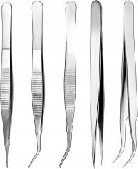 ZESTAW 5 PĘSET ZE STALI NIERDZEWNEJ PRECYZYJNE MODELARSKIE KUCHENNE