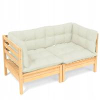 Modułowa sofa ogrodowa 2-osobowa z poduszkami kremowa 63,5x63,5x62,5 cm
