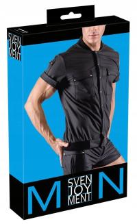 Svenjoyment Koszula Męska XL Matowa Czarna Stylowa Z Kieszeniami