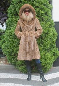 FUTRO Z NOREK-NORKI-MINK-FUR- PASEK-KURTKA-KAPTUR- L