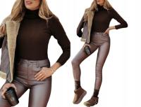 MIĘKKI SWETER Z GOLFEM PRZYLEGAJĄCY CZEKOLADOWY BRĄZ 039