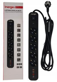 LISTWA ZASILAJĄCA ANTYPRZEPIĘCIOWA 5 GNIAZD 2m USB PD QC SZYBKIE ŁADOWANIE