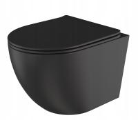 CZARNA MISKA WC BEZKOŁNIERZOWA WISZĄCA DESKA VIA