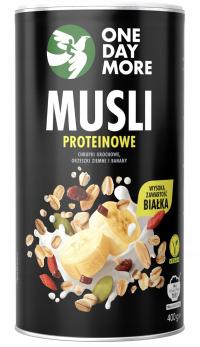 One Day More Musli Proteinowe banan/orzeszki/chrupki grochowe 400 g - TUBA