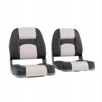 Zestaw 2 szt Składany Fotel Do Łodzi z oparciem Siedzisko Krzesła szary