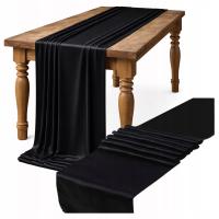 SATYNA CZARNA BIEŻNIK NA SYLWESTER obrus CZARNY 36cmx9m tkanina materiał