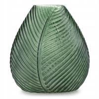 Зеленая большая стеклянная ваза шаблон листья 28x30cm