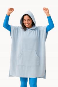 PONCZO KĄPIELOWE DLA DOROSŁYCH RĘCZNIK Z KAPTUREM JASNONIEBIESKI ROZMIAR S