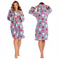 Пушистый теплый халат с капюшоном A2 Hearts