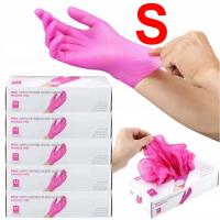 RĘKAWICZKI NITRYLOWE JEDNORAZOWE RÓŻOWE SATRA 100 SZT - 10002-100-S