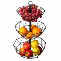 КОРЗИНА ДЛЯ ФРУКТОВ, ОВОЩЕЙ, МЕТАЛЛИЧЕСКИЙ ОРГАНАЙЗЕР, ЧЕРНЫЙ, 3 УРОВНЯ