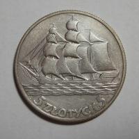 5 złotych, Żaglowiec, 1936r. Ag X6452
