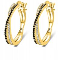 Srebrne kolczyki koła kółka damskie cyrkonie kolczyki srebro pozłacane 925