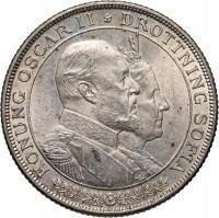 Szwecja, Oskar II, 2 korony 1907, Złote wesele. #TS#