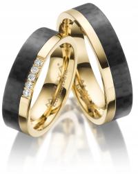 Obrączki Ślubne z Karbonem i Stalą ES-24 Gold