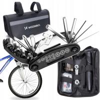 MULTITOOL 16w1 ZESTAW NARZĘDZIA ROWEROWE ZESTAW SERWISOWY POMPKA ŁATY TORBA