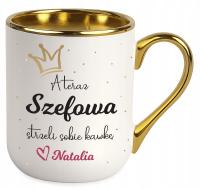 Kubek Elegant dla SZEFOWEJ KIEROWNICZKI a teraz SZEFOWA STRZELI KAWKĘ imię