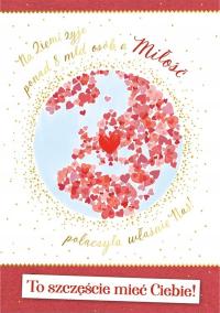 Kartka miłosna z pięknymi życzeniami dla ukochanej osobny Walentynka DK1106
