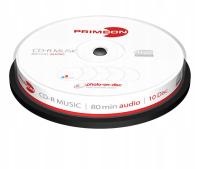 Płyty Audio PRIMEON Music CD-R 80 Minut Cake 10szt printable do muzyki