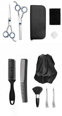 Zestaw komplet fryzjerski Barberworld nożyczki degażówki peleryna gratis