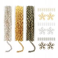 Łańcuszek łańcuch do tworzenia i naprawy naszyjników 15 m zapięcia i kółka