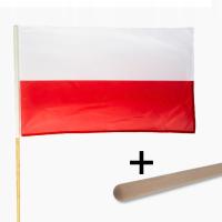 Flaga Polski 90x150cm z drzewcem 150cm w ZESTAWIE polska produkcja