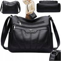 ЖЕНСКАЯ КОЖАНАЯ СУМКА НА ПЛЕЧО ЧЕРНАЯ ЭЛЕГАНТНАЯ КОЖАНАЯ БОЛЬШАЯ СУМКА