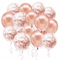 Воздушные шары с розовое золото конфетти 30 см -- 30шт