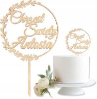 ТОППЕР КРЕЩЕНИЕ СВЯТОЙ ЛЮБОЕ ИМЯ ВЕНОК ДЕРЕВЯННЫЙ ТОРТ ТОППЕР GV