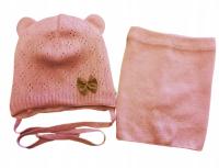 Комплект для девочек, двойная шапка с завязанными ушками и дымоход 46-48