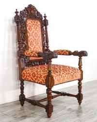 Античное кресло с обивкой TRON, твердое кресло, эклектичный дубовый розовый плюш