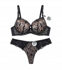 Komplet bielizny S 36 Biustonosz max push-up stringi brazyliany