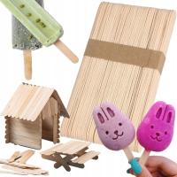 PATYCZKI DO LODÓW DREWNIANE KREATYWNE PATYK 50 szt. 11.4 cm BRĄZOWE