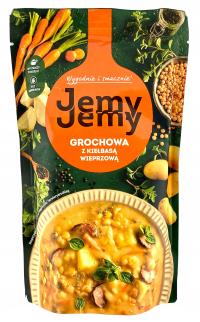 Гороховый со свиной колбасой суп ем 450г